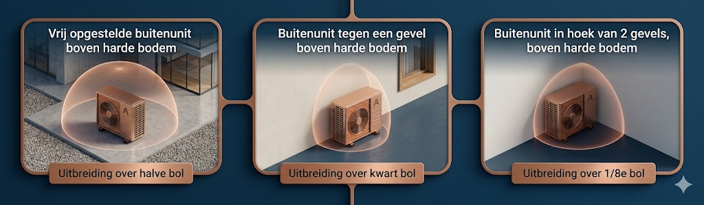 uitrekenen hoeveel ruimte je nodig hebt voor een warmtepomp gebruik je hele en halve bollen voor